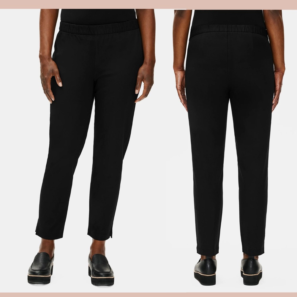 NWT $178 EILEEN FISHER [ plus 3X ] Organic Cotton Slim Ankle Pants‎ Black U1457